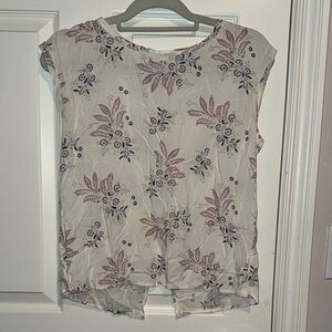 Abercrombie & Fitch Floral Blouse in Cream and Purple